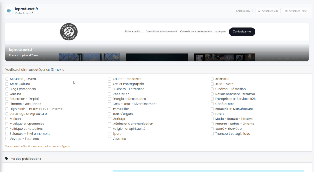vente de lien avec Linkavista : ajouter un site sur linkavista