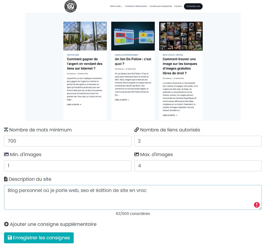 linkavista : les conditions de publications